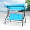 3-Person Outdoor Porch Swing with Adjustable Canopy and Converts to Bed Cushioned Patio Glider